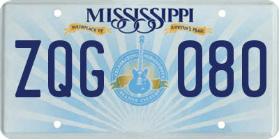 MS license plate ZQG080
