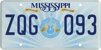 MS license plate ZQG093