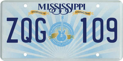 MS license plate ZQG109