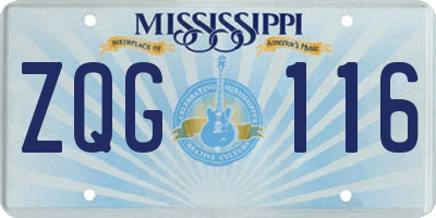 MS license plate ZQG116