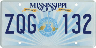 MS license plate ZQG132