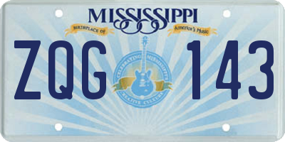 MS license plate ZQG143