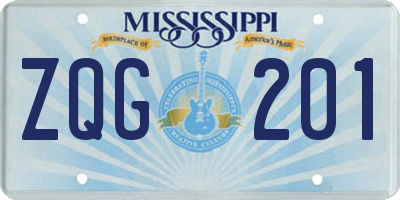 MS license plate ZQG201