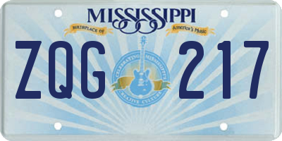 MS license plate ZQG217