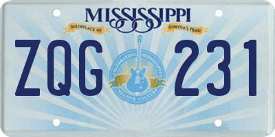 MS license plate ZQG231