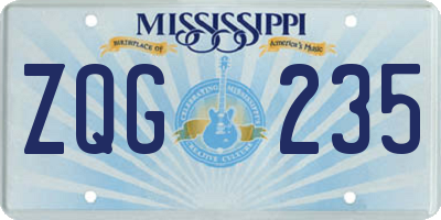 MS license plate ZQG235