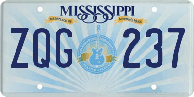MS license plate ZQG237