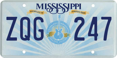 MS license plate ZQG247