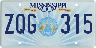 MS license plate ZQG315