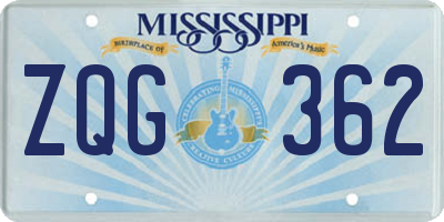 MS license plate ZQG362