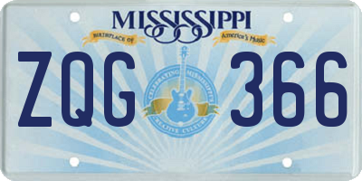 MS license plate ZQG366