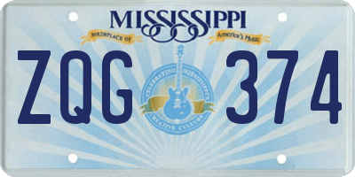 MS license plate ZQG374