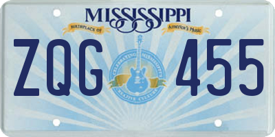 MS license plate ZQG455