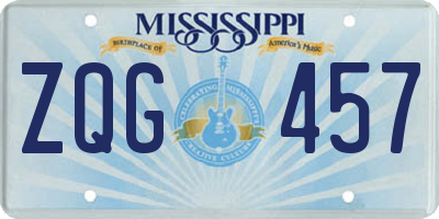 MS license plate ZQG457