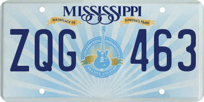 MS license plate ZQG463