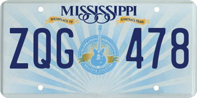 MS license plate ZQG478