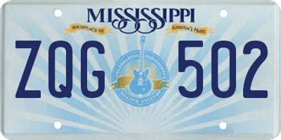 MS license plate ZQG502