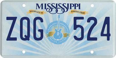 MS license plate ZQG524