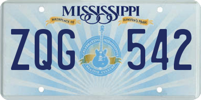 MS license plate ZQG542
