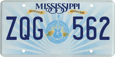MS license plate ZQG562