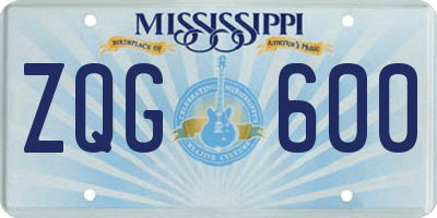 MS license plate ZQG600