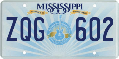 MS license plate ZQG602