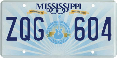 MS license plate ZQG604