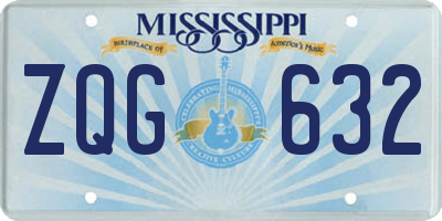 MS license plate ZQG632