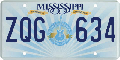 MS license plate ZQG634