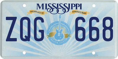MS license plate ZQG668