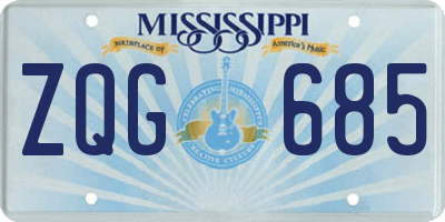 MS license plate ZQG685