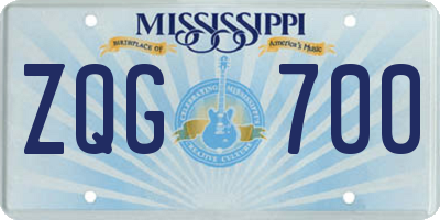 MS license plate ZQG700