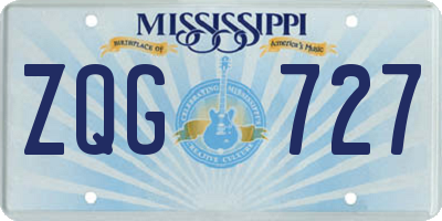 MS license plate ZQG727