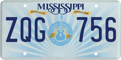 MS license plate ZQG756