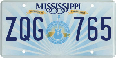 MS license plate ZQG765