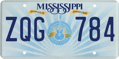 MS license plate ZQG784