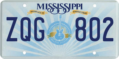 MS license plate ZQG802