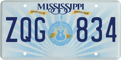 MS license plate ZQG834