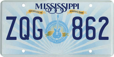 MS license plate ZQG862