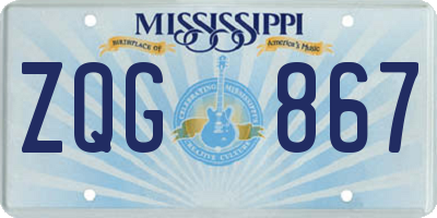 MS license plate ZQG867