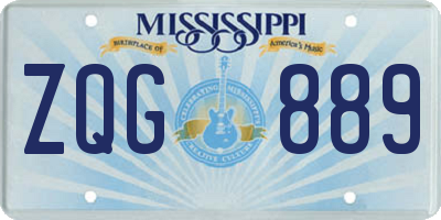 MS license plate ZQG889