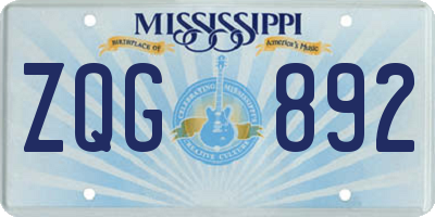 MS license plate ZQG892