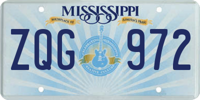 MS license plate ZQG972