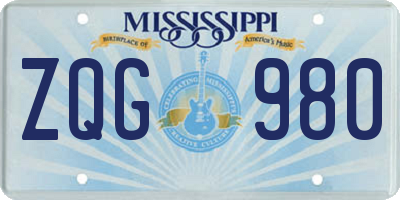 MS license plate ZQG980