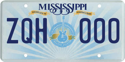 MS license plate ZQH000