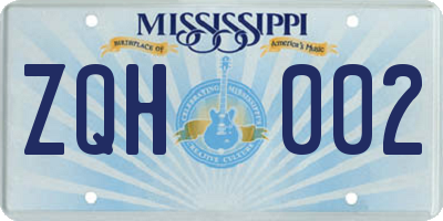 MS license plate ZQH002