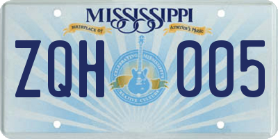 MS license plate ZQH005