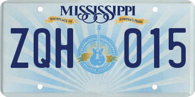 MS license plate ZQH015