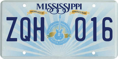 MS license plate ZQH016