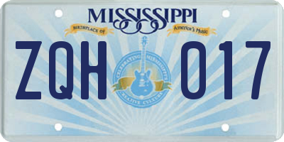 MS license plate ZQH017